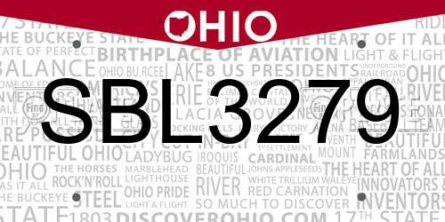 SBL3279 Ohio License Plate