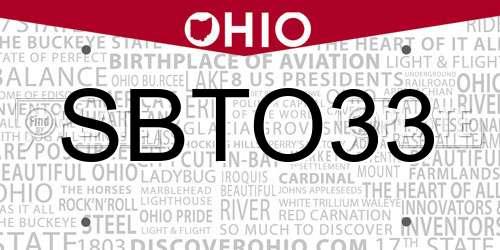 SBTO33 Ohio License Plate