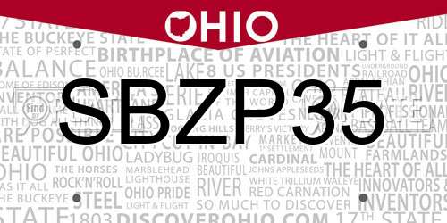 SBZP35 Ohio License Plate