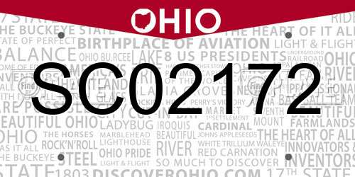 SC02172 Ohio License Plate