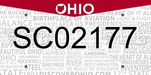 SC02177 Ohio License Plate