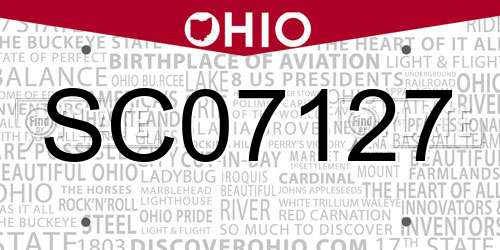 SC07127 Ohio License Plate