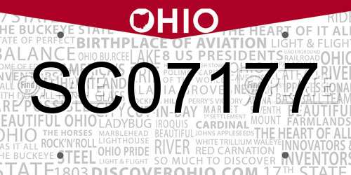 SC07177 Ohio License Plate