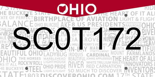 SC0T172 Ohio License Plate