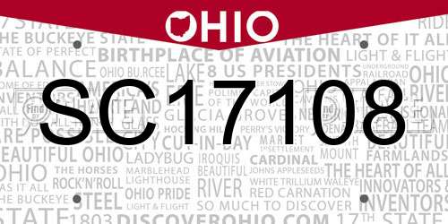 SC17108 Ohio License Plate