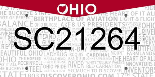 SC21264 Ohio License Plate