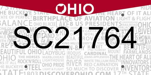 SC21764 Ohio License Plate