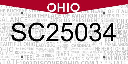 SC25034 Ohio License Plate