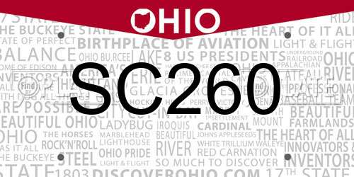 SC260 Ohio License Plate