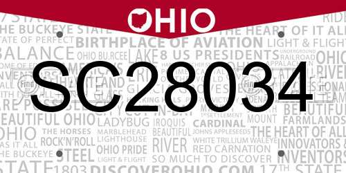 SC28034 Ohio License Plate