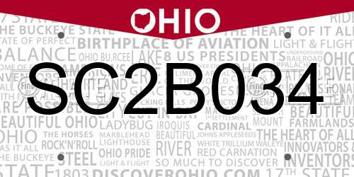 SC2B034 Ohio License Plate