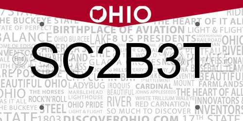 SC2B3T Ohio License Plate