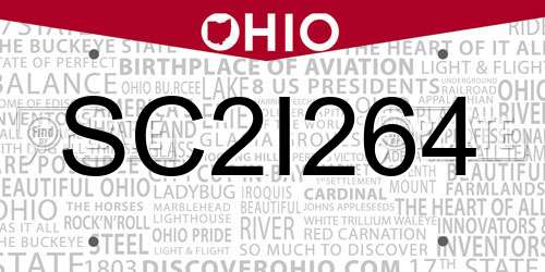 SC2I264 Ohio License Plate
