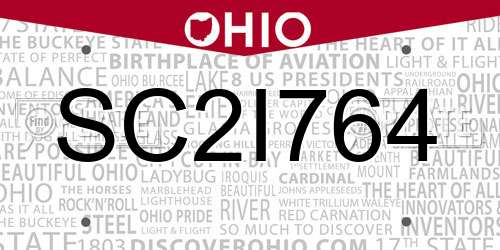 SC2I764 Ohio License Plate