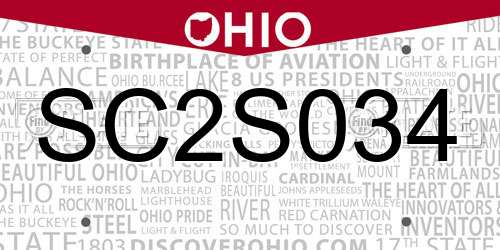 SC2S034 Ohio License Plate