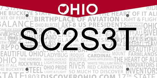 SC2S3T Ohio License Plate