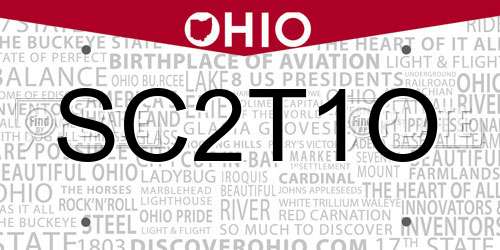 SC2T1O Ohio License Plate