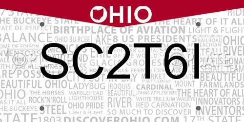 SC2T6I Ohio License Plate