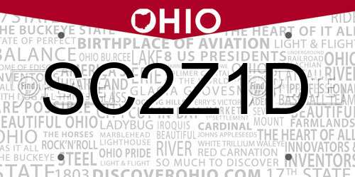 SC2Z1D Ohio License Plate