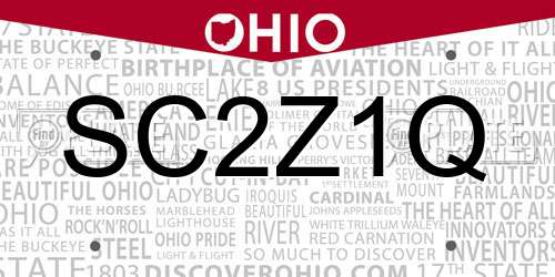SC2Z1Q Ohio License Plate