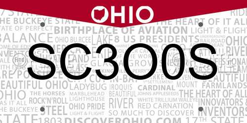 SC3O0S Ohio License Plate