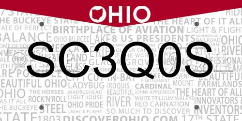 SC3Q0S Ohio License Plate