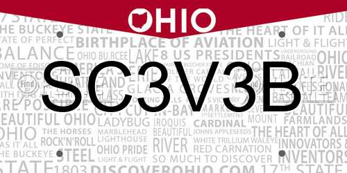 SC3V3B Ohio License Plate