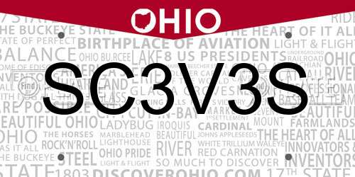 SC3V3S Ohio License Plate
