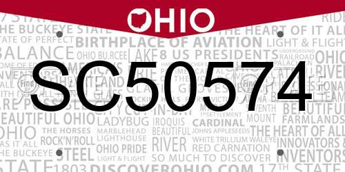 SC50574 Ohio License Plate