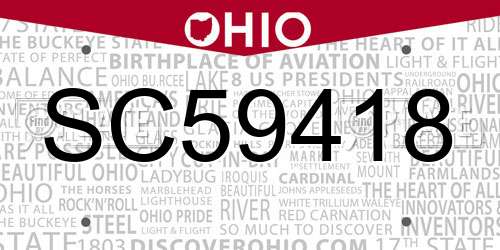 SC59418 Ohio License Plate