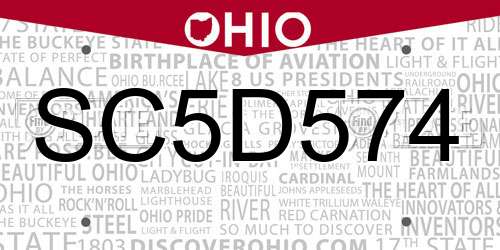 SC5D574 Ohio License Plate