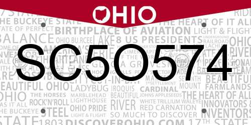 SC5O574 Ohio License Plate