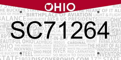 SC71264 Ohio License Plate
