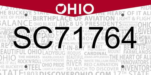 SC71764 Ohio License Plate