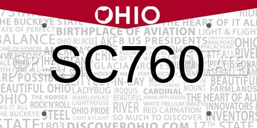 SC760 Ohio License Plate