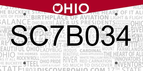SC7B034 Ohio License Plate