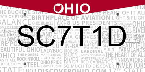 SC7T1D Ohio License Plate