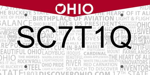SC7T1Q Ohio License Plate