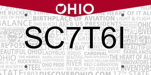 SC7T6I Ohio License Plate