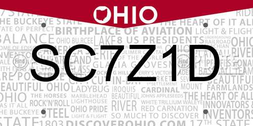 SC7Z1D Ohio License Plate