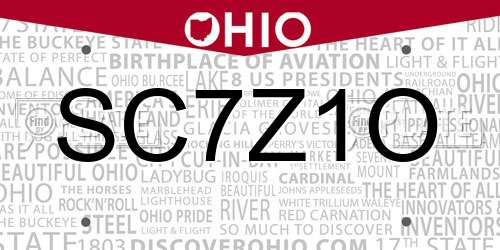 SC7Z1O Ohio License Plate