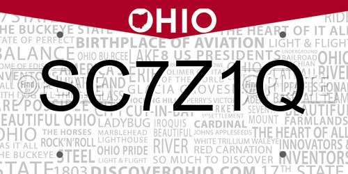 SC7Z1Q Ohio License Plate