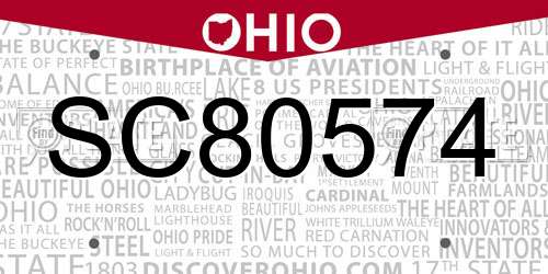 SC80574 Ohio License Plate