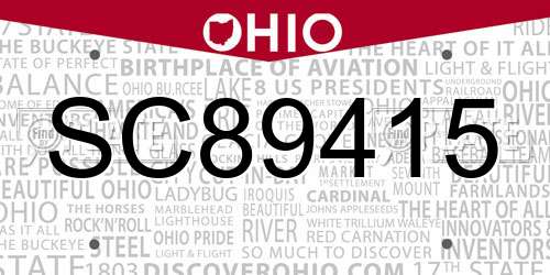 SC89415 Ohio License Plate