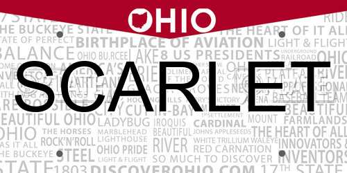 SCARLET Ohio License Plate