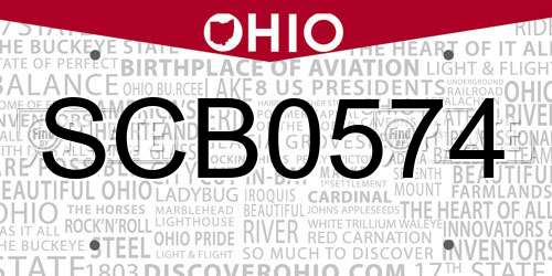 SCB0574 Ohio License Plate