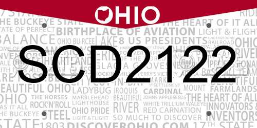 SCD2122 Ohio License Plate