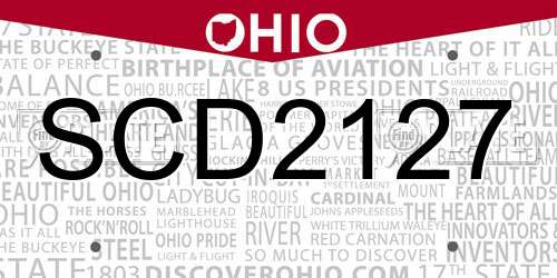 SCD2127 Ohio License Plate