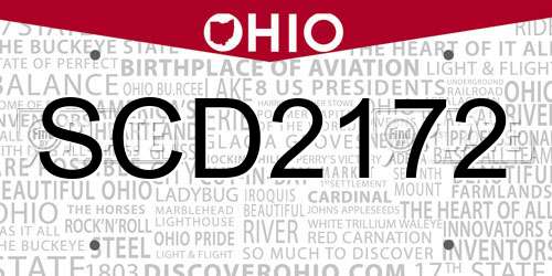 SCD2172 Ohio License Plate