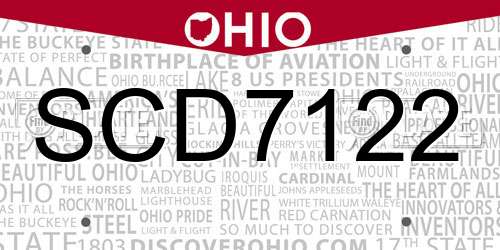 SCD7122 Ohio License Plate